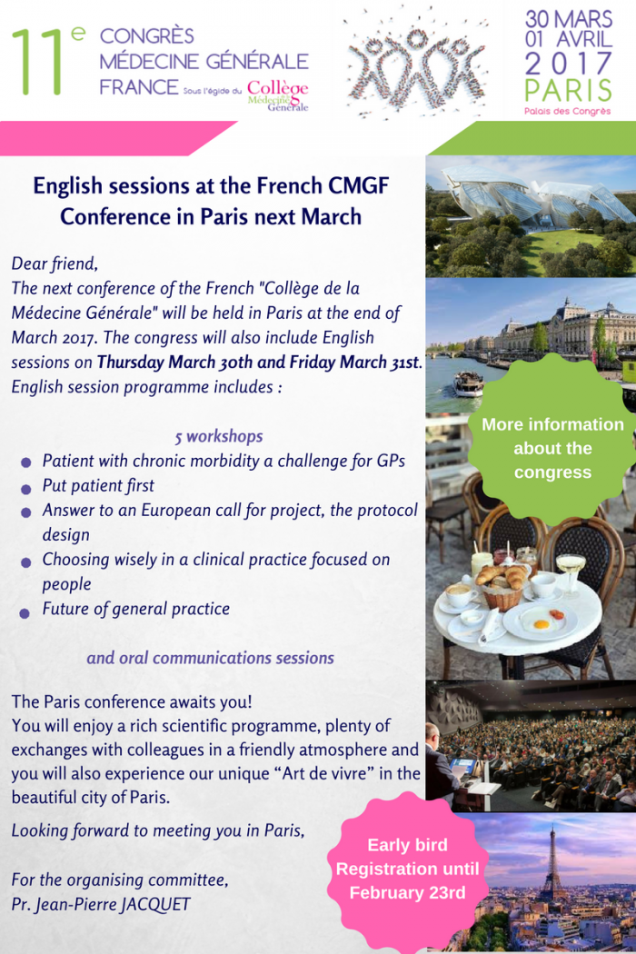 English sessions : Workshops and oral communications CMGF 2017